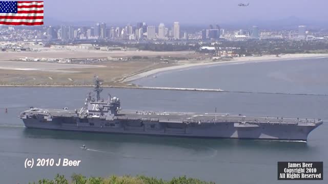 USS RONALD REAGAN 2010 Leaving on a training mission seen from Point Loma