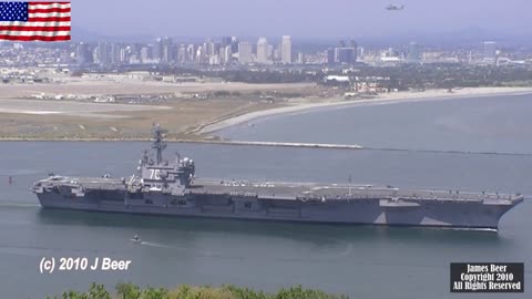 USS RONALD REAGAN 2010 Leaving on a training mission seen from Point Loma