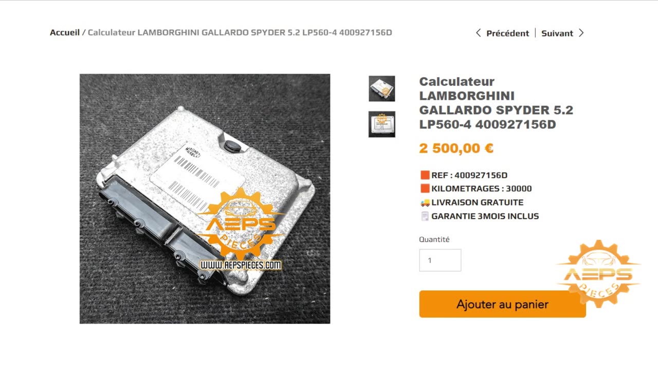 AEPSPIECES.COM - Calculateur LAMBORGHINI GALLARDO SPYDER 5.2 LP560-4 400927156D