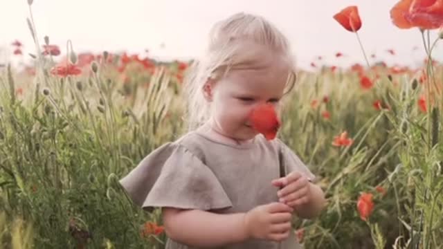 Cute baby with flowers