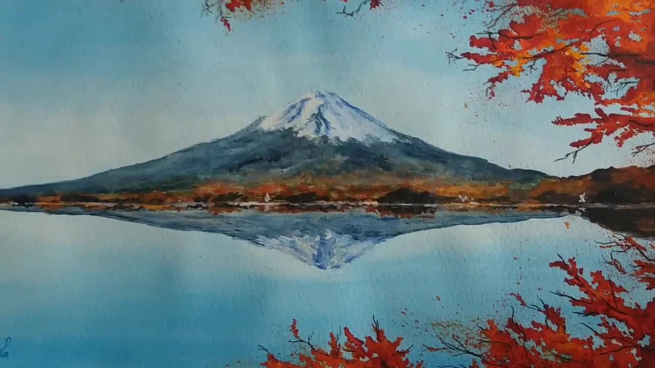 Watercolor Painting_ Mount Fuji