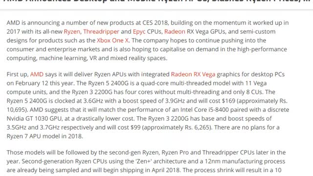 AMD Announces Desktop and Mobile Ryzen APUs, Slashes Ryzen Prices [ tech ]