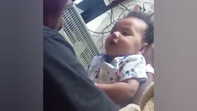 Baby talking to Daddy