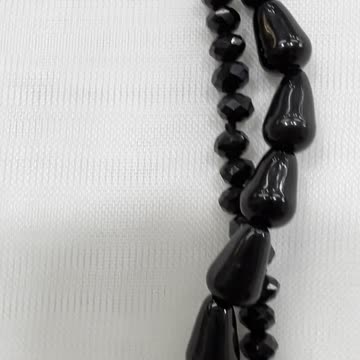 Handmade Unique 16”~18” Adjustable Necklace with Onyx, Crystal, Goldstone, Heart