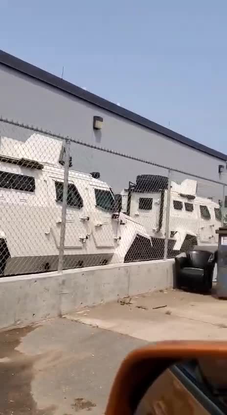 Canada: Armored UN trucks parked in front of the Pharmaceutical building