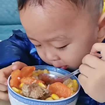 Baby having food