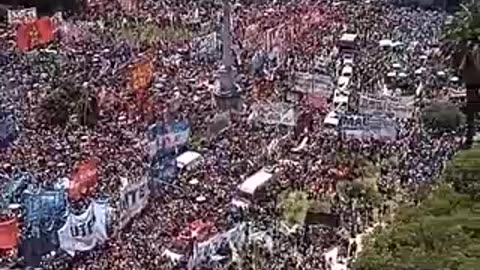 Massive protest in Buenos Aires against sweeping economic reform proposed by President Javier Milei.