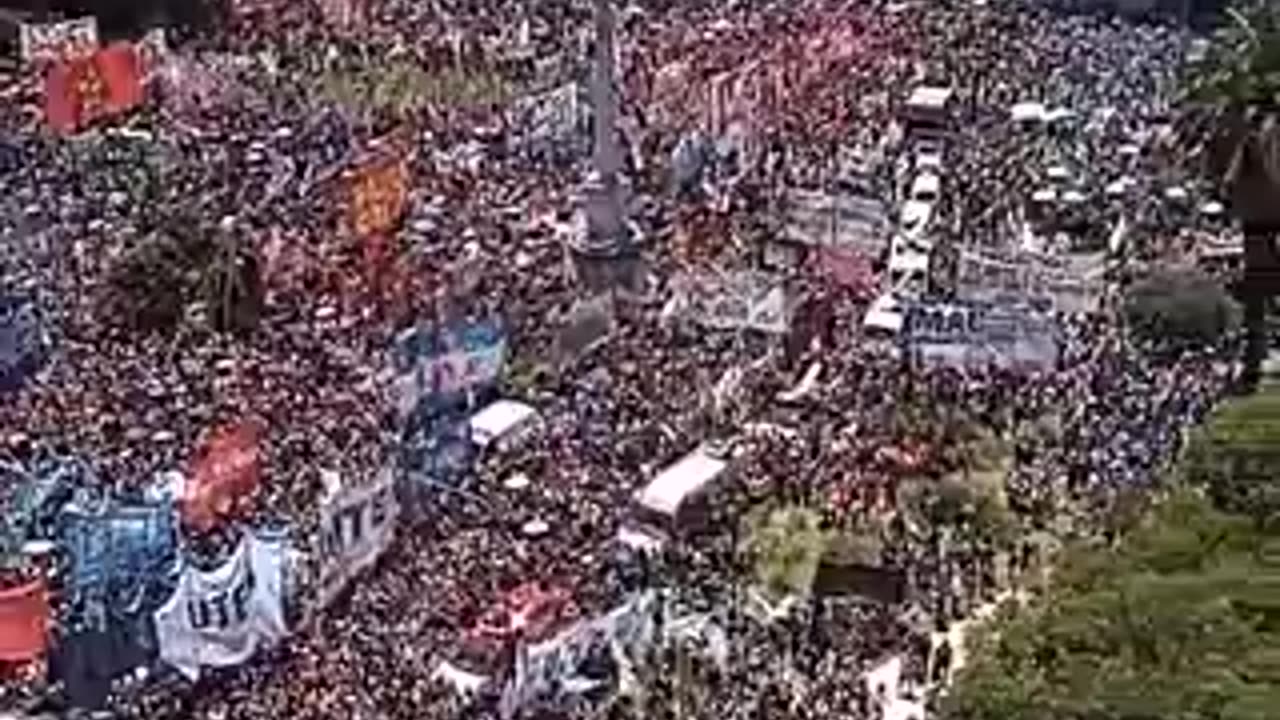 Massive protest in Buenos Aires against sweeping economic reform proposed by President Javier Milei.