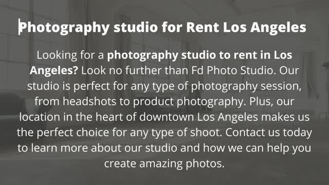 Photography studio for Rent Los Angeles