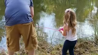 Little Girl Reels In Monster Bass