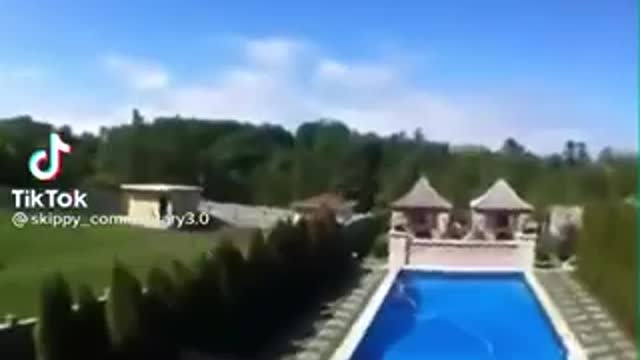 Guy throwing a cat in the pool