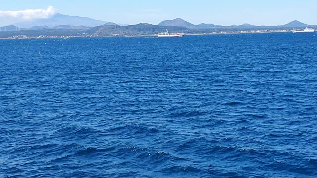 Blue sea seen from above the boat