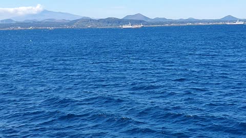 Blue sea seen from above the boat