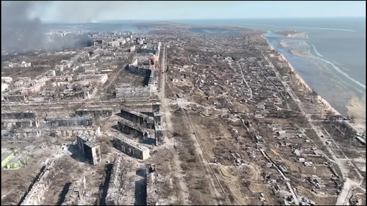 Destroyed Mariupol from a bird's eye view