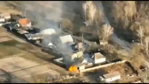 A patrol of Russian soldiers attacked by a Ukrainian drone.