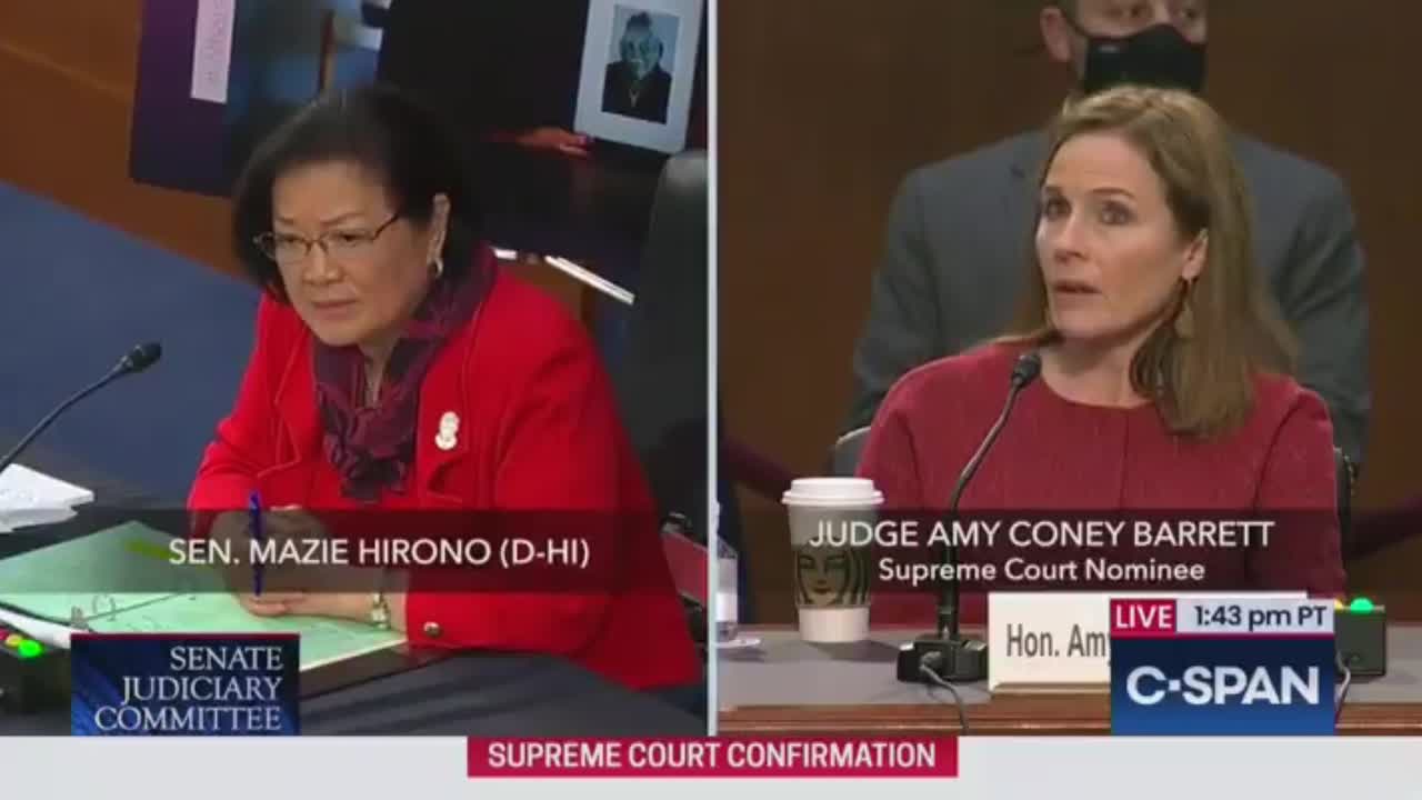 Sen. Mazie Hirono Asks Amy Coney Barrett "Have You Ever Made Unwanted Requests For Sexual Favors?"