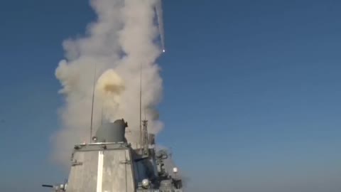 Launch of four Russian Kalibr missiles in Ukraine