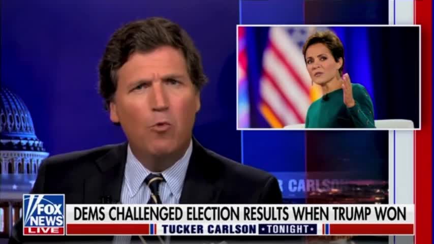 Tucker actually defends Kari Lake for questioning the 2020 Election.