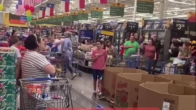 Walmart Shoppers Belt Out the National Anthem in Viral Video