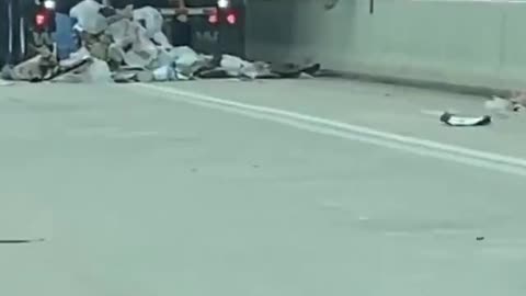 Garbage Truck Leaves a Trail