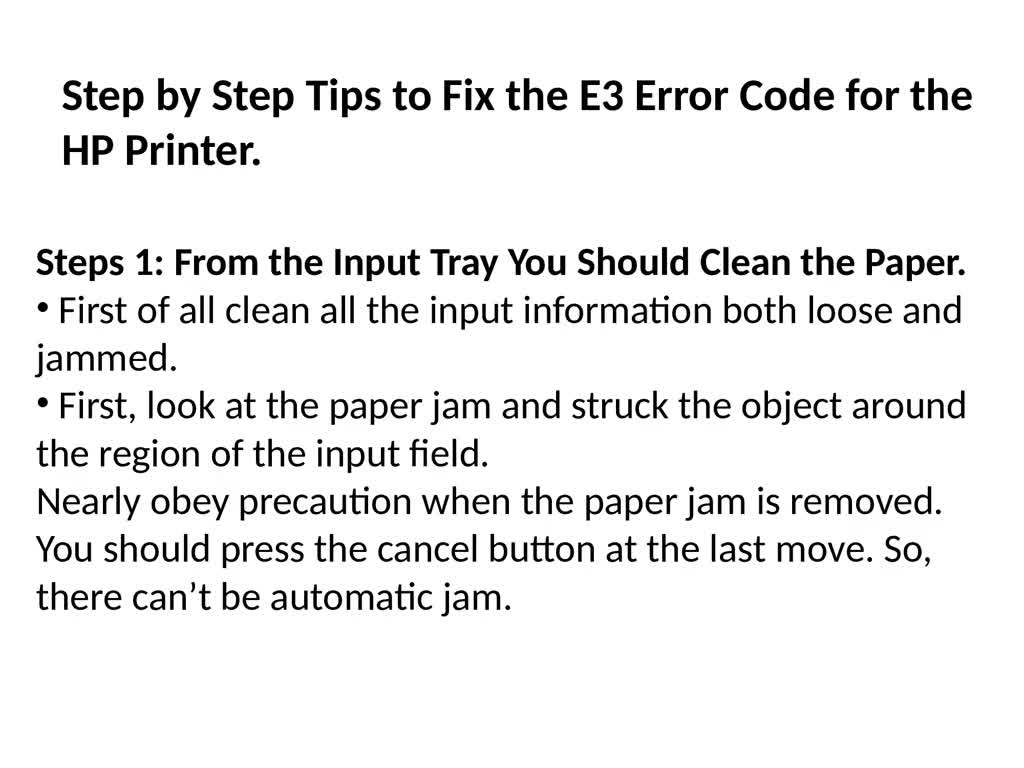 How to Resolve HP Printer Error Code E3?