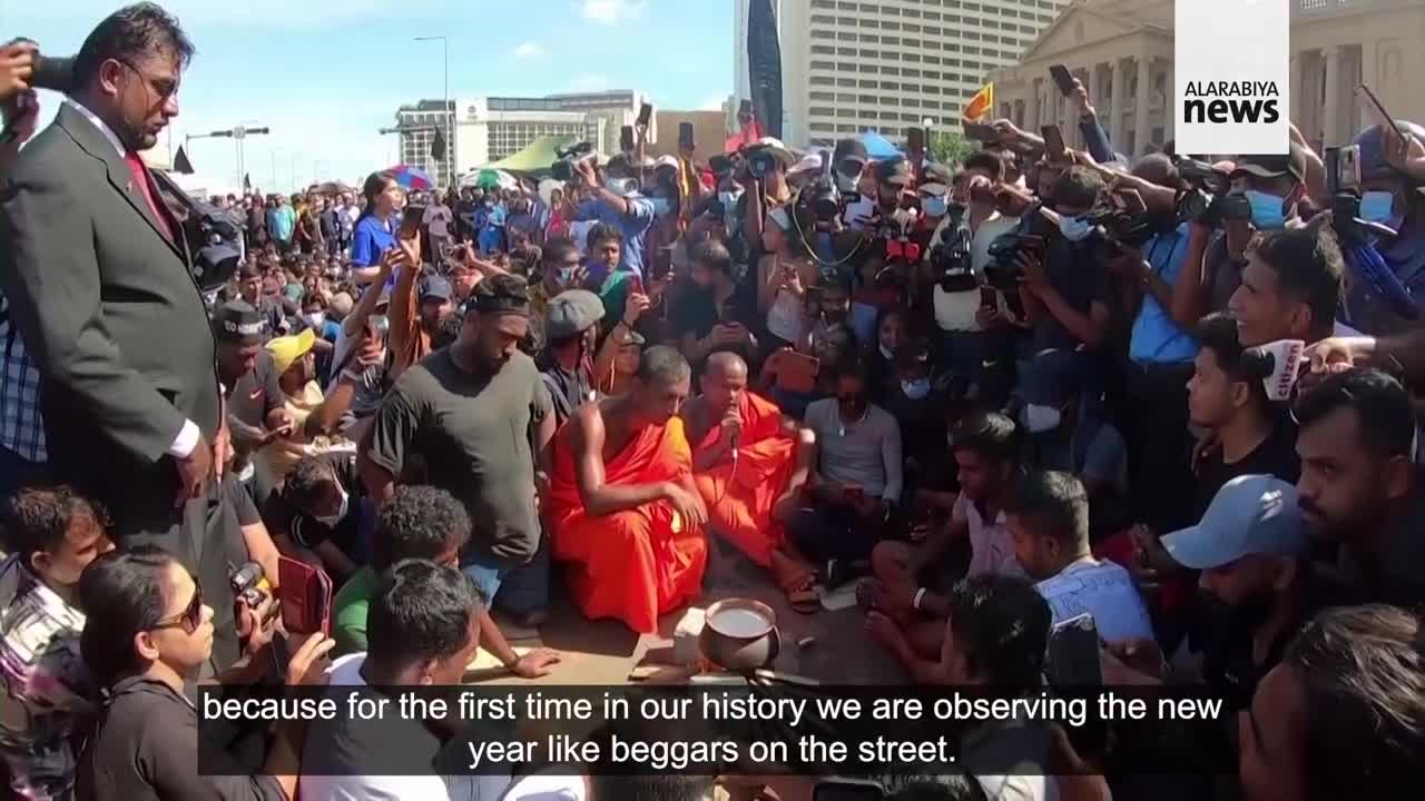 Sri Lankans mark new year at protest site _BREAKING NEWS