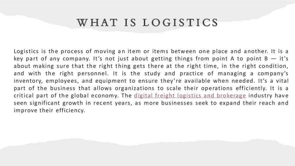 What is Logistics, Overview of the Logistics Industry