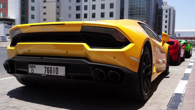 Yellow Lamborghini On Dubai Roads