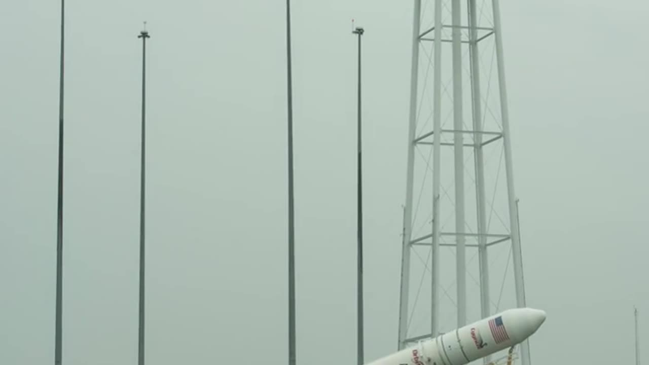 Antares Rocket Raised on Launch Pad