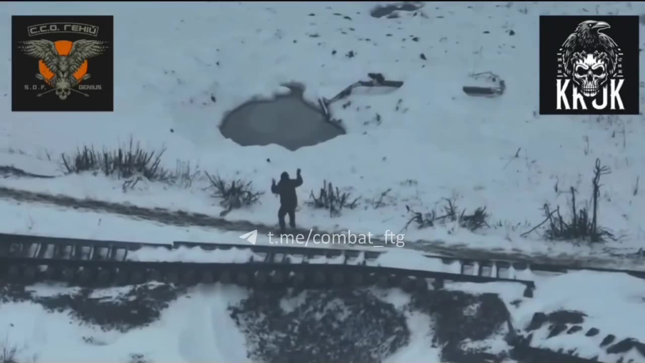 Russian soldier surrender but gets executed with Ukrainian drone