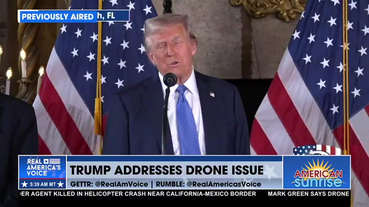 TRUMP ADDRESSES DRONE MYSTERY