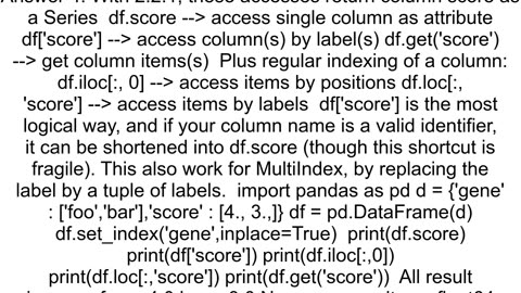 How to convert a single column Pandas DataFrame into Series