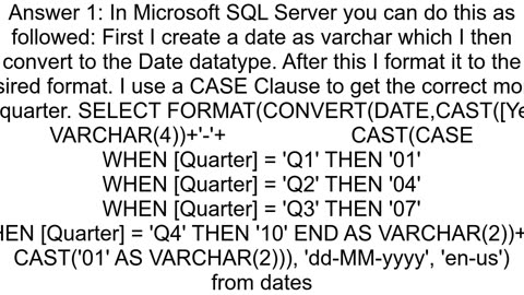 Convert Quarter Year to a date