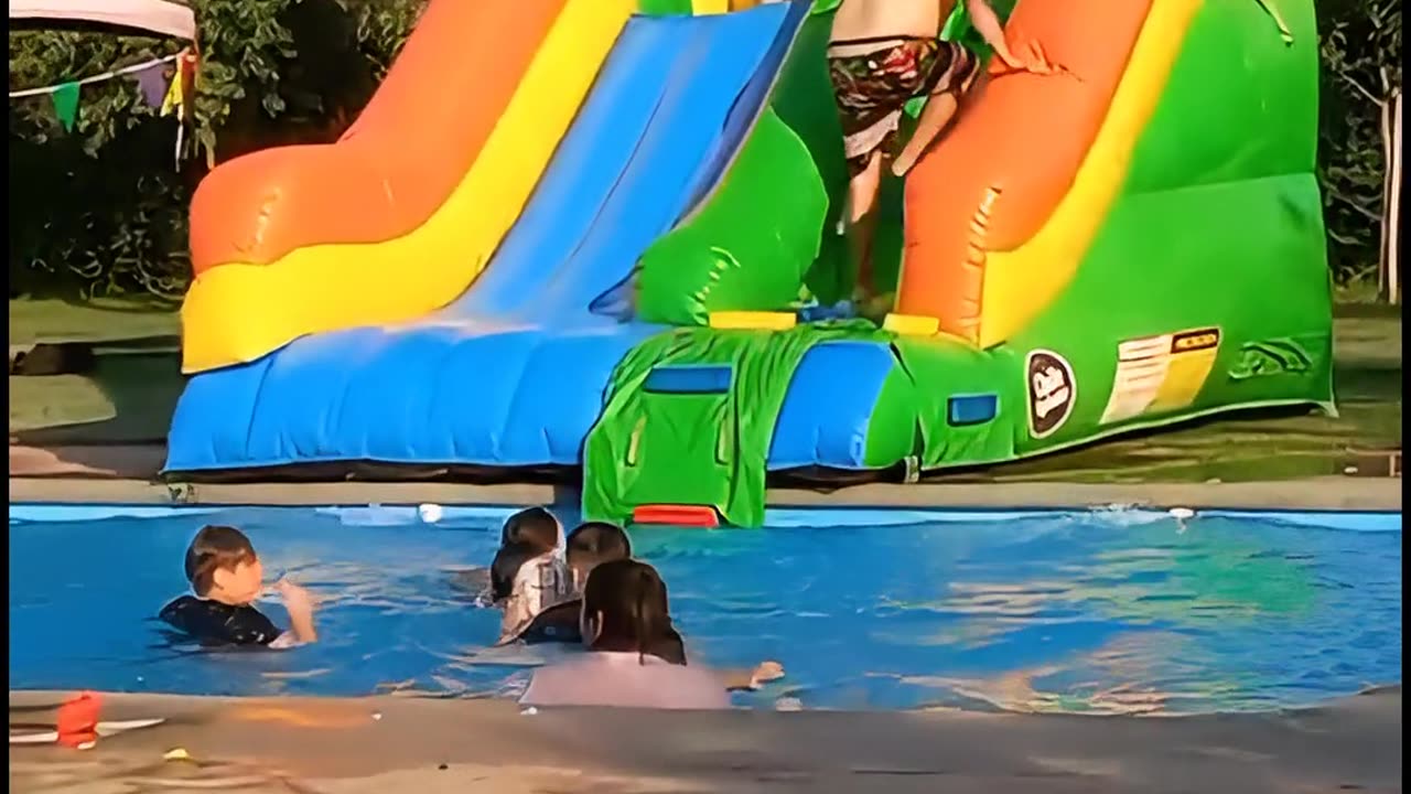 Man Overturns Inflatable Slide