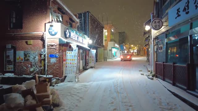 Beautiful street in snowy night.#17