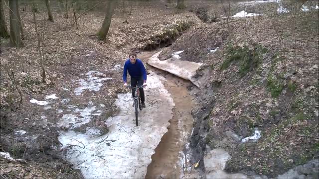 Biking Over Icy Water Fail