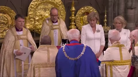 Moment Queen Camilla is crowned at Coronation ceremony in Westminster Abbey - BBC News