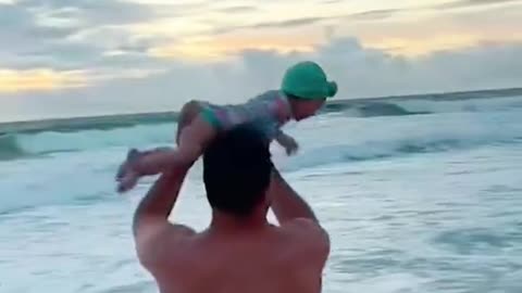 Looks like the baby is very happy.