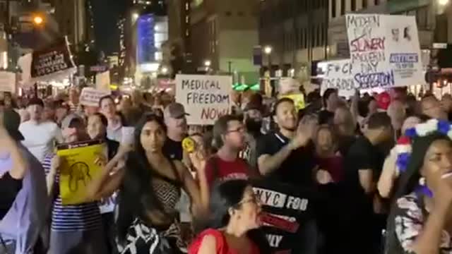 HUNDREDS of New Yorkers March in Manhattan Chanting "F**k Joe Biden - And DeBlasio"