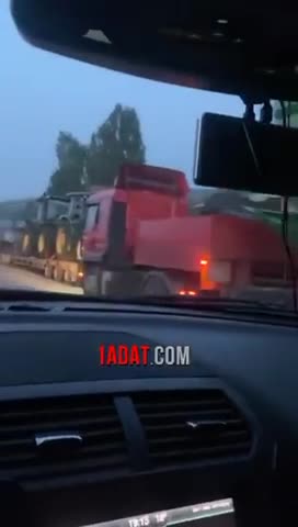 RUSSIAN POLICE ESCORT CHECHEN KADYROVS AS THEY TRANSPORT TRACTORS AND OTHER AGRICULTURAL MACHINERY STOLEN FROM UKRAINE BACK TO THEIR HOME COUNTRY OF CHECHNYA