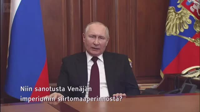 Vladimir Putinin puhe Ukrainasta ja Donbassin tunnustamisesta 21 helmikuuta 2022 Suomi teksti