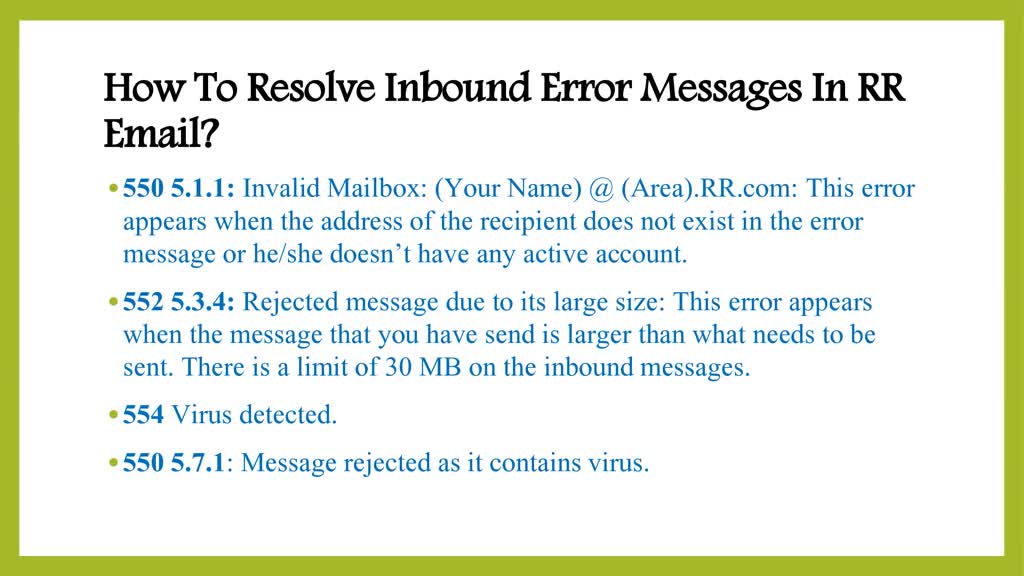 How to resolve inbound error messages in Roadrunner?