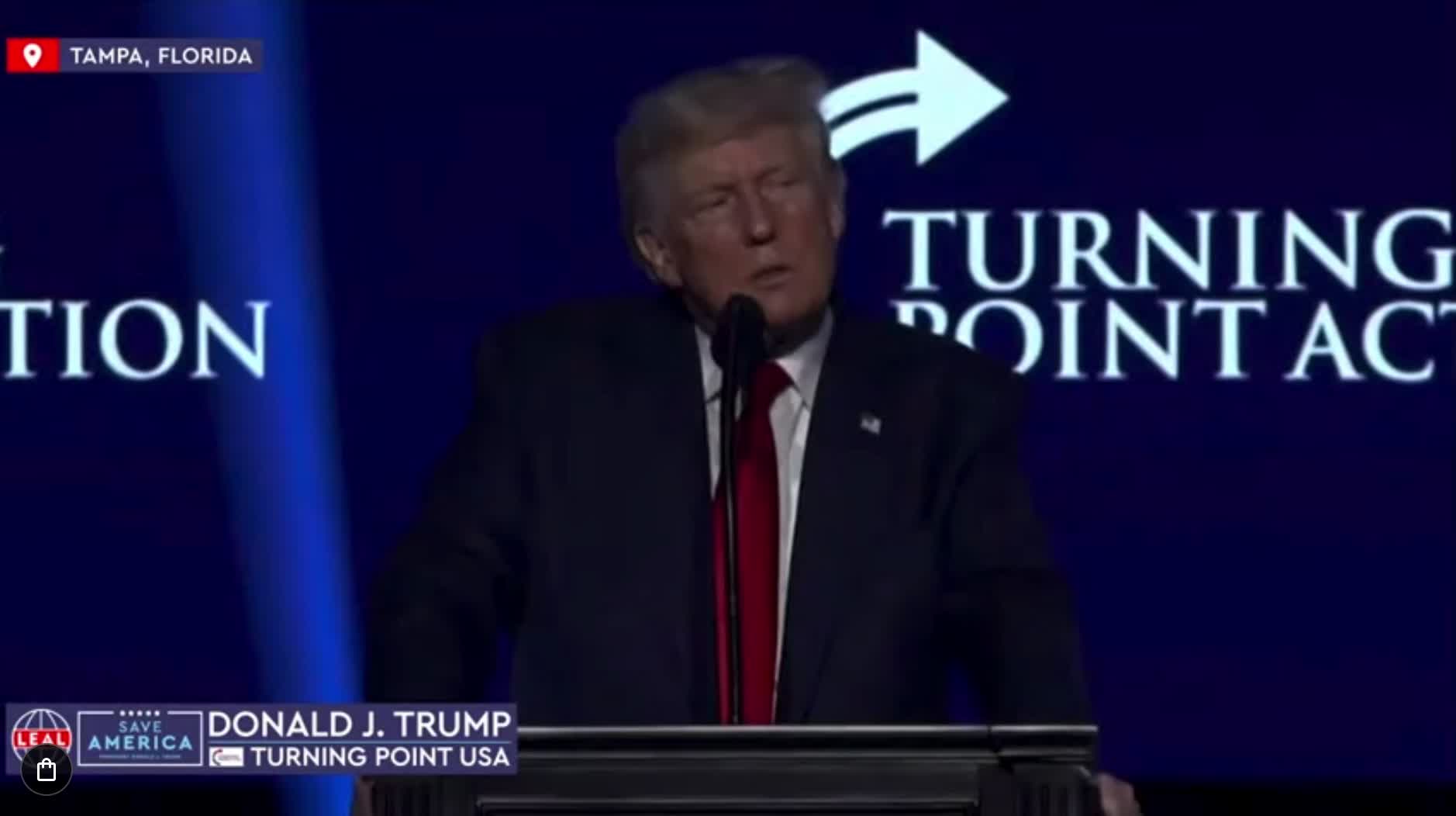 The crowd erupts after Trump says "We will also keep men out of women's sports. Is that ok?"