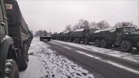 The Advancement Of A 64km Column RF Tank Unit In The Kiev Region During A Special Military Operation