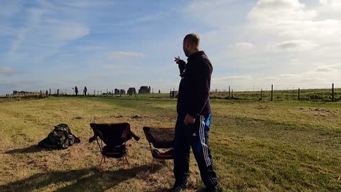 Chairs are up to overlook stone henge for lunch