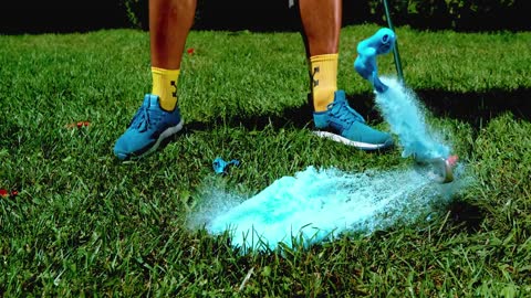 Water balloons show in slow motion