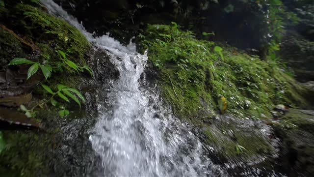 Scene of water falling from the hill