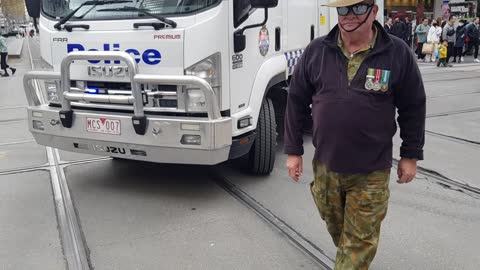 Police vehicle almost drives into yet another Protester in Melbourne 11 06 2022