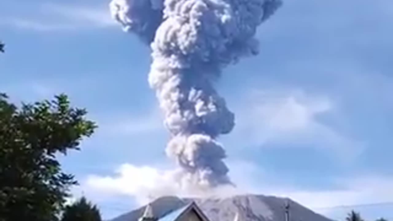 Mount Ibu in Indonesia has erupted, emitting a massive column of ash into the sky.