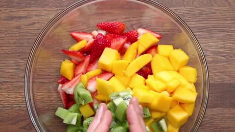 Rainbow Fruit Salad With Honey Lime Dressing